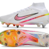 Nike Air Zoom Mercurial Superfly IX Elite SG Blanco / Rosado caña alta con tacos móviles para la Copa del Mundo