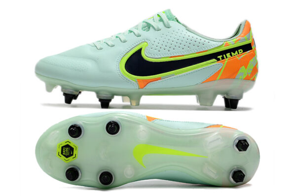 Nike-Tiempo-Legend-9-Elite-SG-Gris-con-detalles-verdes-y-naranjos-2.jpeg Nike Tiempo Legend 9 Elite SG Gris con detalles verdes y naranjos